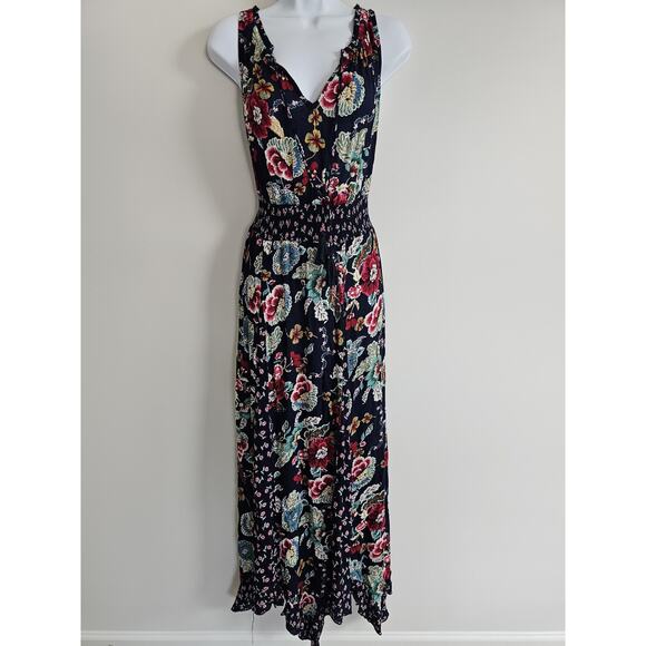 Bila Dress Womens XL Maxi Boho Handkerchief Hem Floral Western Cottage Peasant - Picture 1 of 11